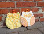 Topflappen Eulen gelb/orange